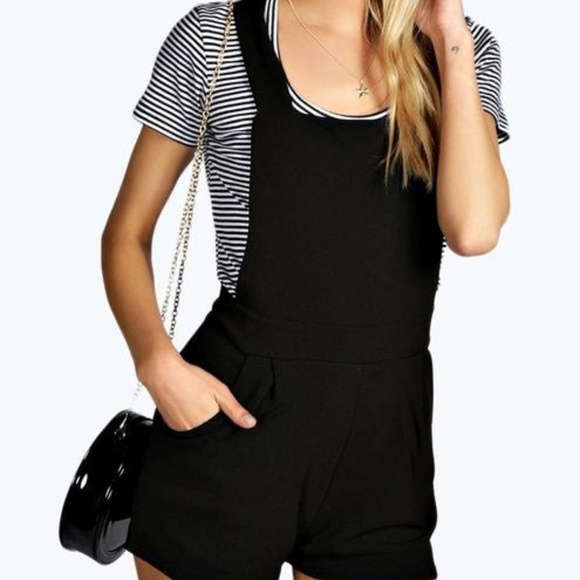 black dungaree playsuit